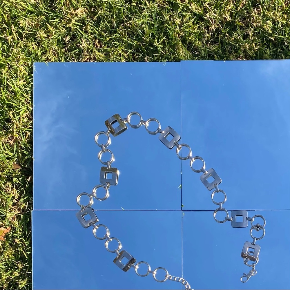 Silver Colored Square & Circle Chain Belt